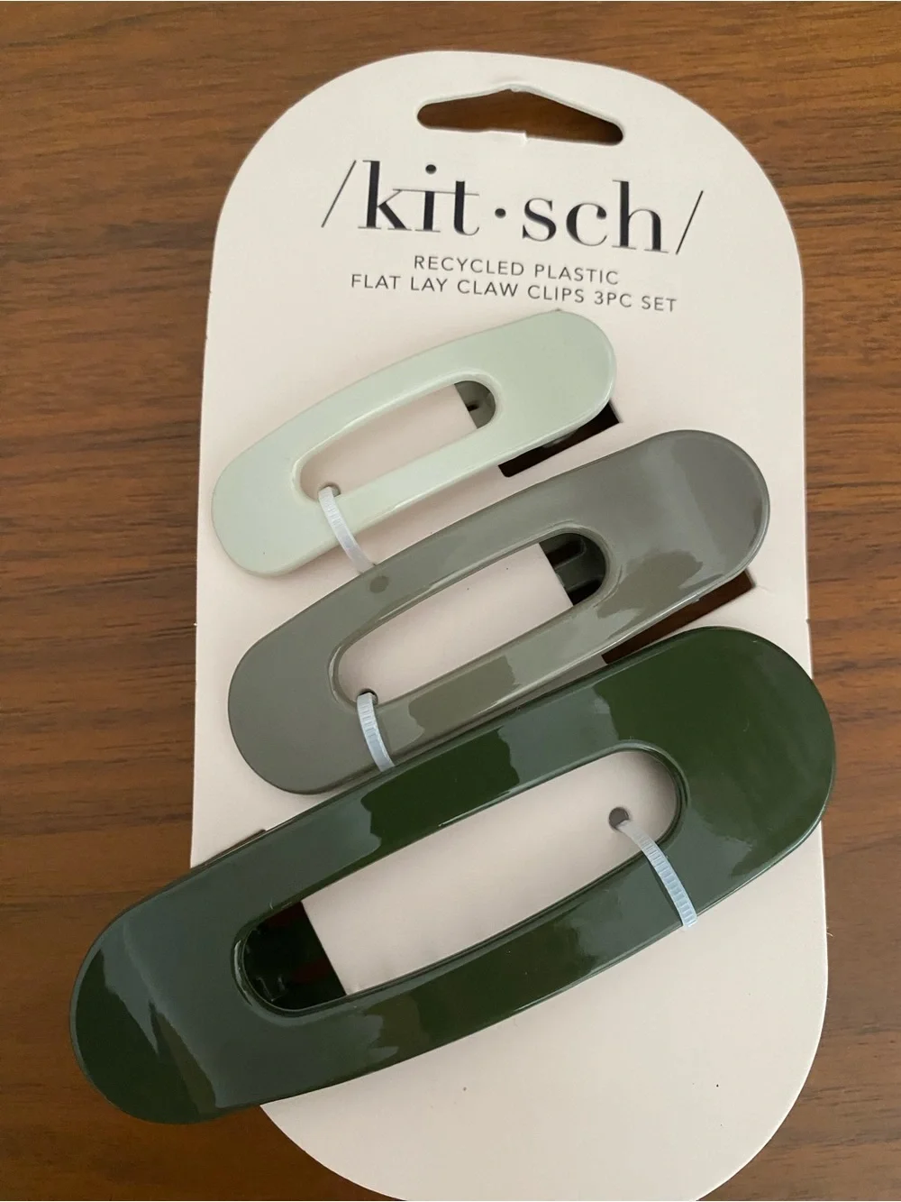 kitsch Kids Olive & Sage Green 3-Piece Flat Lay Claw Clip Set